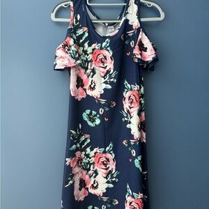 Floral Sleeveless Navy Dress